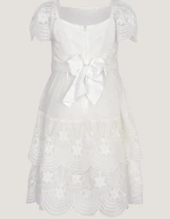 Isabel Lace Scallop Tiered Party Dress Ivory