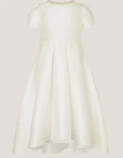 Isabella Short Sleeve Pearl-Embellished Dress Ivory