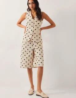 Isabel Polka Dot Waistcoat Ivory
