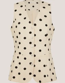 Isabel Polka Dot Waistcoat Ivory