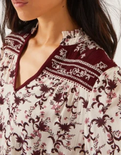 Jacqueline Floral Print Top Ivory