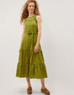 Jen Belted Jersey Maxi Dress Green