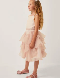 Joanie Organza Ruffle Party Dress Pink
