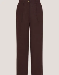 Jolie Straight Linen Trousers Brown