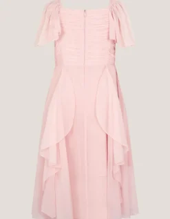 Joy Ruffle Chiffon Party Dress Pink