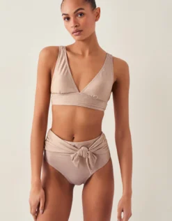 Kiki Glitter High Waist Bikini Bottom Gold
