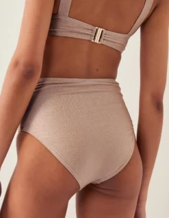 Kiki Glitter High Waist Bikini Bottom Gold