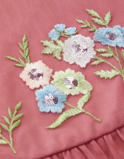 Kristi Embroidered Tulle Top Pink