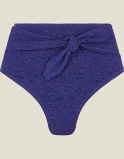 Kyla Tie Front High Waisted Bikini Bottom Blue