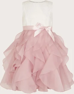 Lace Cancan Ruffle Dress Pink