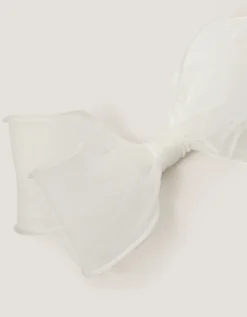 Large Organza Bow Hair Clip Ivory