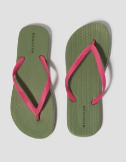 Lea Contrast Flip Flops Green
