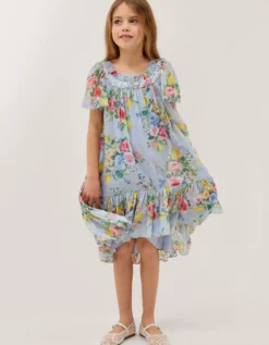 Lemon Rose Print Party Dress Multi