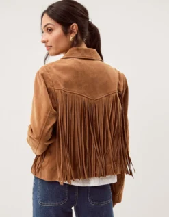 Lily Fringe Suede Jacket Tan