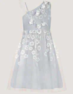 Liza Embroidered Asymmetrical Party Dress Blue