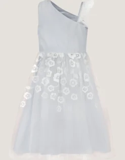 Liza Embroidered Asymmetrical Party Dress Blue