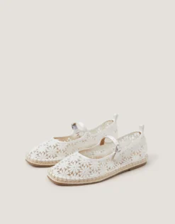 Lola Lace Espadrille Flats Ivory