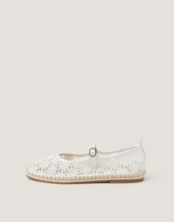 Lola Lace Espadrille Flats Ivory