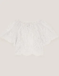 Lola Lace Short Sleeve Cover Up White