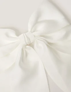 Long Tiered Satin Bow Hair Clip Ivory