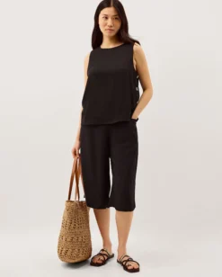 Lucy Linen Blend Tank Top Black
