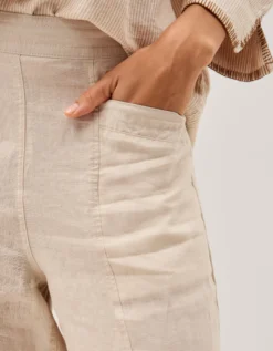 Lucy Short Straight Leg Linen Trousers Natural
