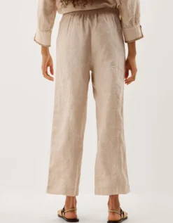 Lucy Short Straight Leg Linen Trousers Natural