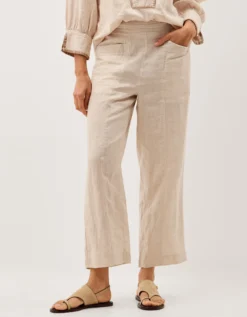Lucy Short Straight Leg Linen Trousers Natural