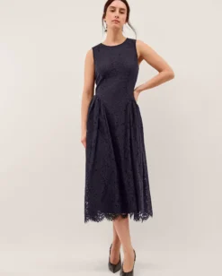 Lydia Sleeveless Lace Midi Dress Blue