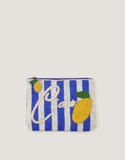 Lyra Lemon Beaded Pouch