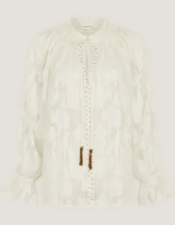 Lyra Sheer Devoré Blouse Ivory