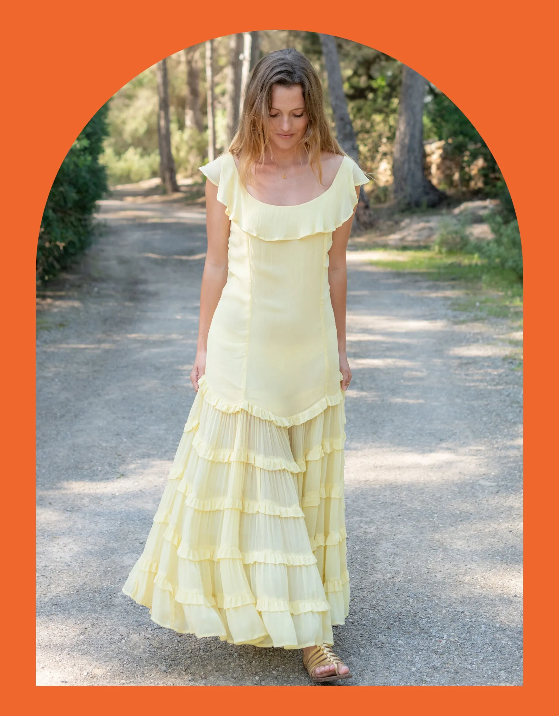 Lyrical Sisters Frill Tiered Maxi Dress Yellow