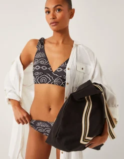 Macie Shell Print Bikini Bottoms Black