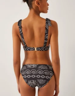 Macie Shell Print Bikini Bottoms Black