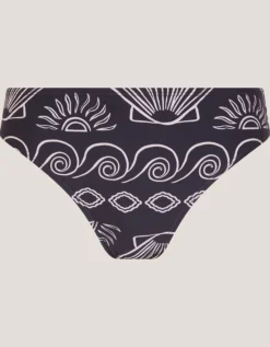Macie Shell Print Bikini Bottoms Black