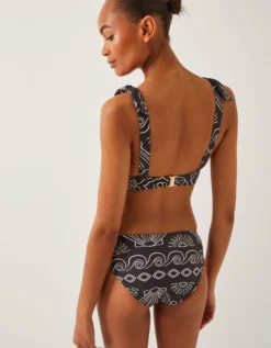 Macie Shell Print Bikini Top Black