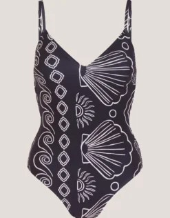 Macie Shell Print Swimsuit Black