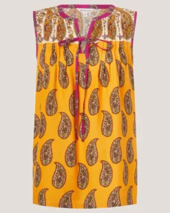 Magdalena Sleeveless Paisley Top Yellow