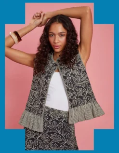 Maison Hotel Fernanda Stripe Waistcoat Blue