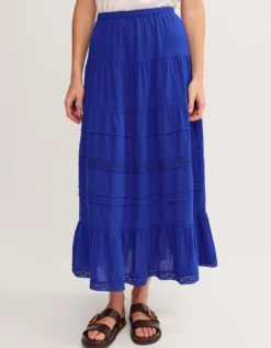 Maria Tiered Maxi Skirt Blue