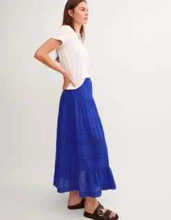 Maria Tiered Maxi Skirt Blue