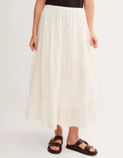 Maria Tiered Maxi Skirt White