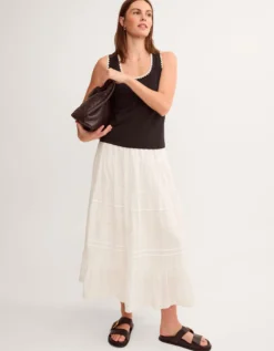 Maria Tiered Maxi Skirt White