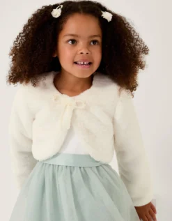 Marie Bow Faux Fur Shrug Ivory