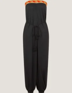 Matilda Embroidered Balloon Leg Jumpsuit Black