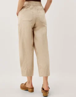 Megan Cropped Barrel Trousers Natural