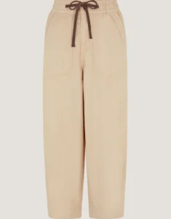 Megan Cropped Barrel Trousers Natural