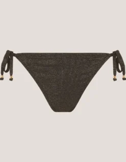 Mia Glitter Tie-Side Bikini Bottoms Black
