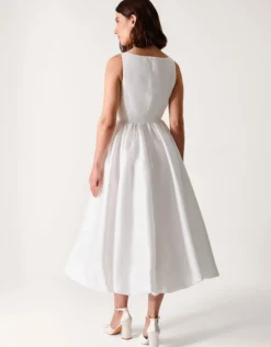 Mia Sleeveless Drop Waist Midi Wedding Dress Ivory