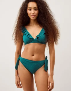 Mia Textured Tie Side Bikini Bottoms Teal
